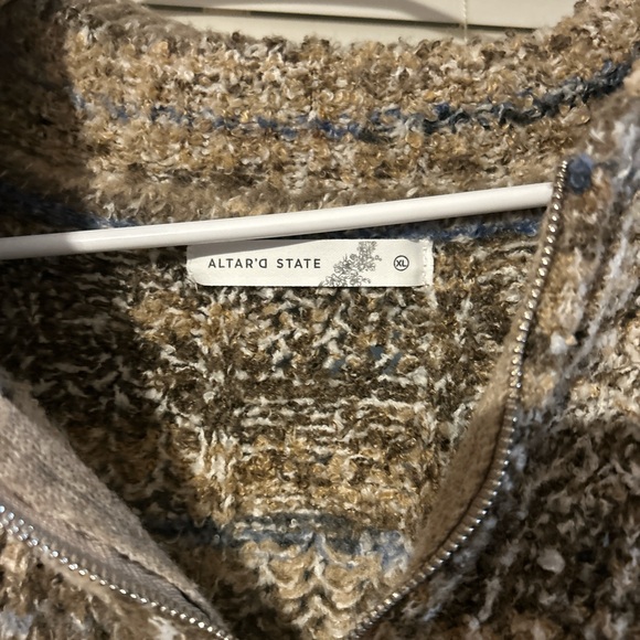 Altar'd State Textured Brown and Blue Sweater - Picture 2 of 4